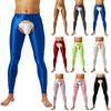 Men's Open Crotch Silky Compression Tights Pants Base Layer Breathable Training Leggings