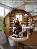 Wooden Hanging Decorative Sign, Toilet Decoration, 2D Flat Pendant, the Pattern Is a Bear Sitting On the Toilet, a Housewarming Gift for a Friend