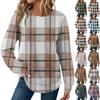 Women's Plaid Print Round Neck Long Sleeve Casual Loose Top