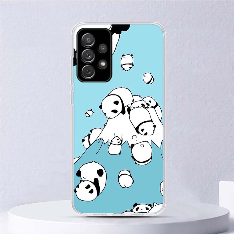 Cartoon Cute Panda Bear Soft Case For Samsung Galaxy A52 A53 A32 A22 A12 5G Phone Cover A33 A23 A13 A72 A73 A02S A03S A42 Coque