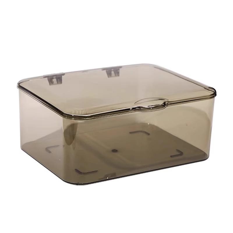 Transparent Acrylic Flip-Top Storage Box with Lid - Dustproof Organizer for Bedroom, Dorm, or Office.