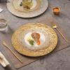 Stone Patterned White Gold Ceramic Flat Plate Steak Plate Dessert Plate Sushi Dish Cooking Plates Restaurant Creative Tableware