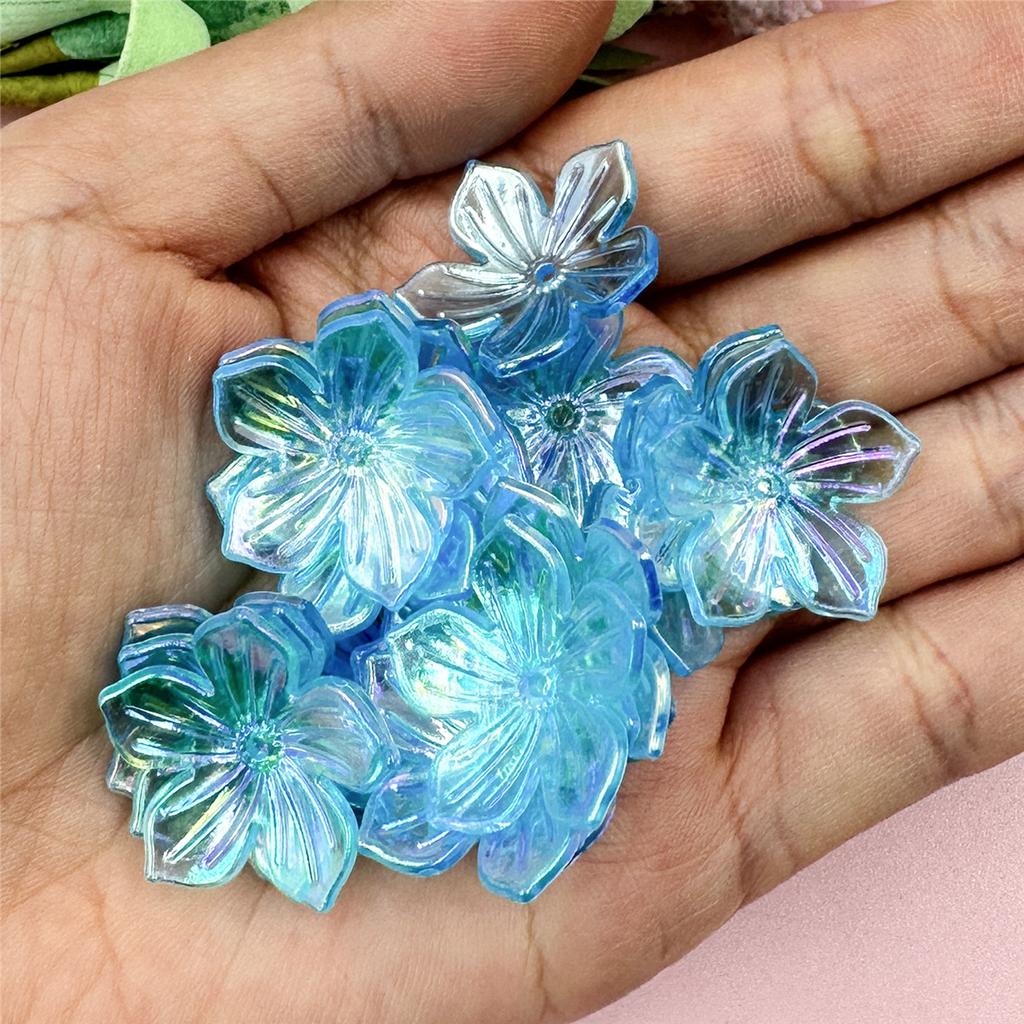 60Pcs Bracelet Necklace Acrylic Beads 22.8mm DIY Handmade For Jewelry Making Loose Spacer Beads Sun Flower Shape