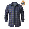 Men's Fleece And Thickened Warm Checked Button Shirt, Men's Fashionable Square Collar Casual Long-sleeved Top
