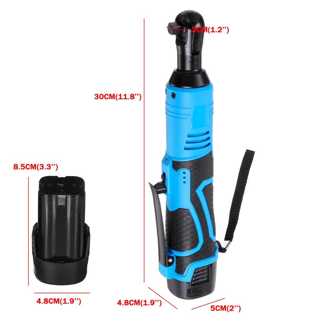 18V  3/8" 100N.m Electric Wrench Cordless Ratchet Rechargeable Scaffolding Right Angle Wrench with  2 Battery Charger Power Tool 18V