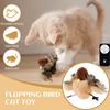 Interactive Cat Toys USB Rechargeable Simulation Chirping Flapping Sparrow Bird Touch Activated Plush Toys with Remote Control
