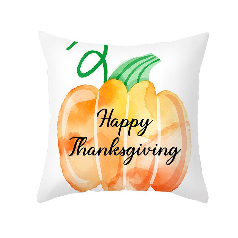 Autumn Harvest Thanksgiving Cushion Cover New Arrival Turkey Pumpkin Peach Skin Printed Cushion