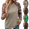 Women's Fashion Casual Pullover Long Sleeve Plaid Patchwork Sweatshirt Top