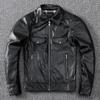 First Layer Cowhide Soft and Delicate Genuine Leather Jacket Men's Motorcycle Style Slim Leather Jacket