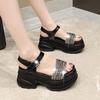 8CM Thick-soled Heightening Sandals for Women Summer Fashion Comfortable Versatile One-line Straps Lightweight Platform Sandals