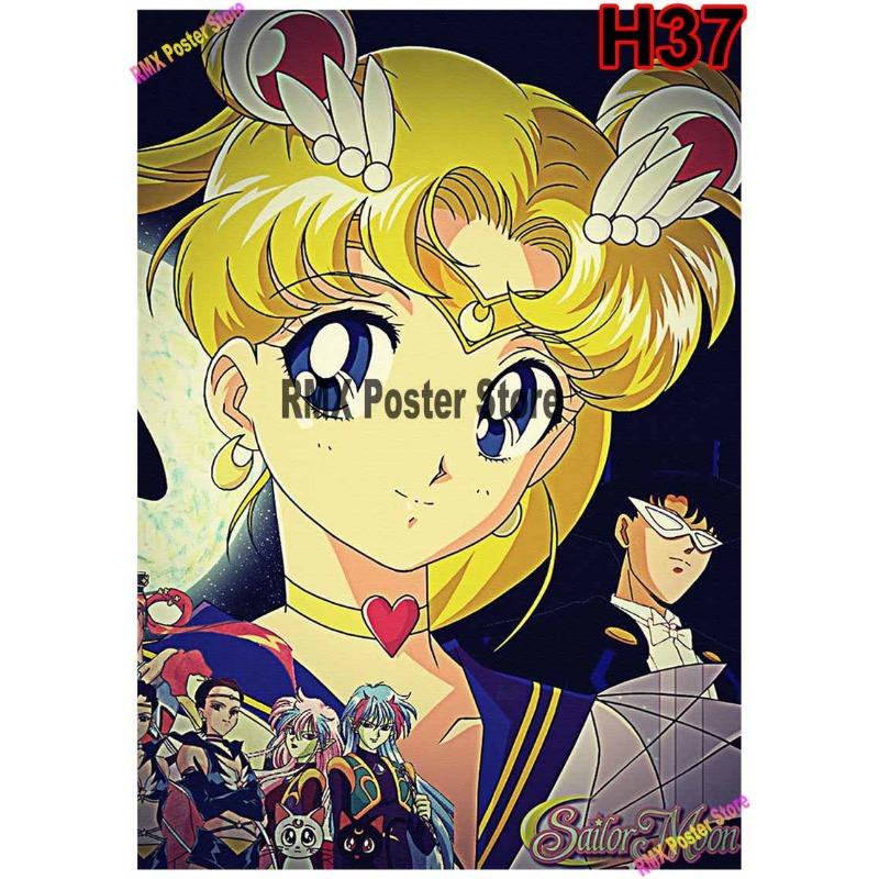 Classic Anime Sailor Moon Poster White Coated Paper Cartoon  Girl Poster Wall Stickers Home Room Bar Decoration Art Painting