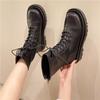 Women's Boots Leather New Autumn Lace-up Motorcycle Boots Ladies British Style Women's Ankle Boots