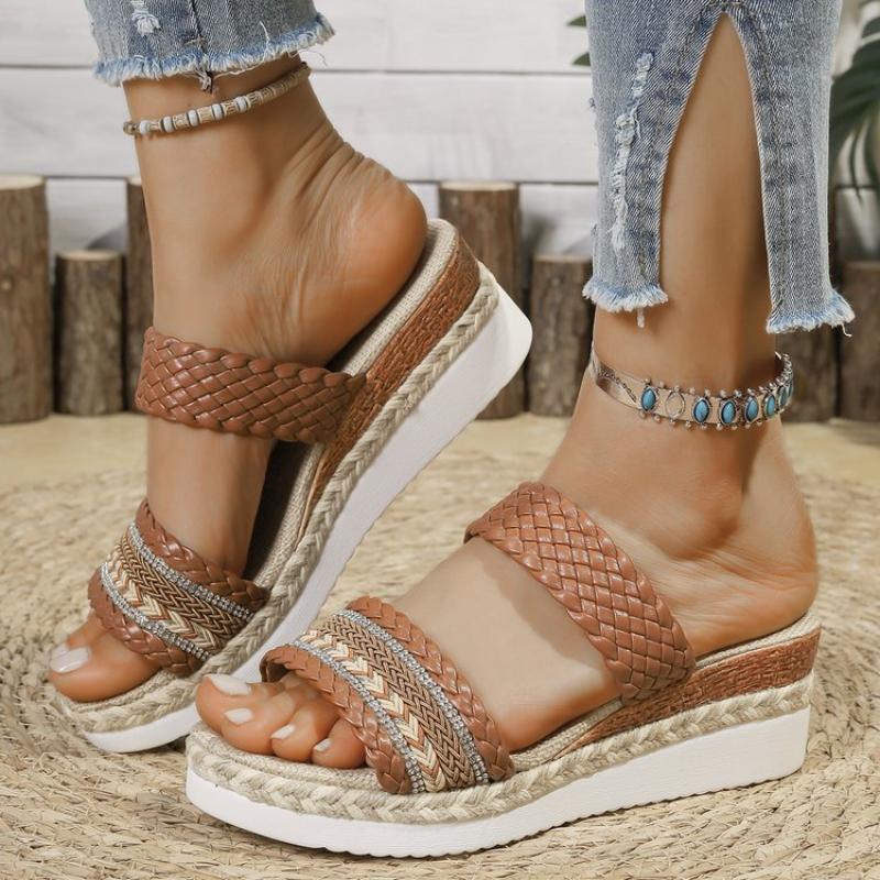 Women's Sandals Women Heels Sandals Summer 2025 Shoes Woman Wedges Chaussures Femme Block Heeled Slippers Summer Footwear Female
