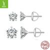 Simple Light Luxury Mozzarella Diamond Stud Earrings For Women, Classic Five-Claw S925 Sterling Silver Threaded Ear Jewelry