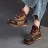 Mixed Colors Retro Thick Soled Lace Up Short Boots Genuine Leather Casual Commuting Women's Shoes