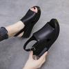 2024 Women's Platform Wedge Sandals New Summer High-heeled Fish Mouth Women's Shoes Soft Leather Heightened Platform Shoes