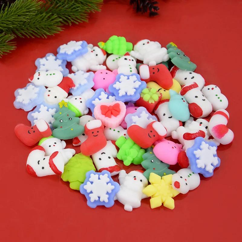 10/30/50Pcs Christmas Squishy Stress Relief Toys Kids Party Favors Birthday Rewards Gifts Goodie Bag Filler Santa Claus New Year 2025