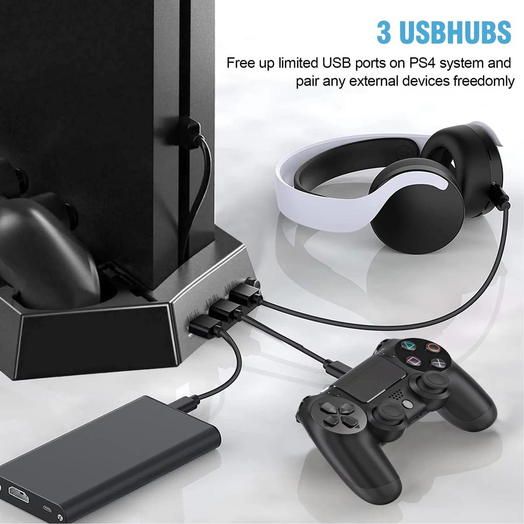 Vertical Stand for PS4 Slim / PS4 with Cooling Fan for Playstation 4