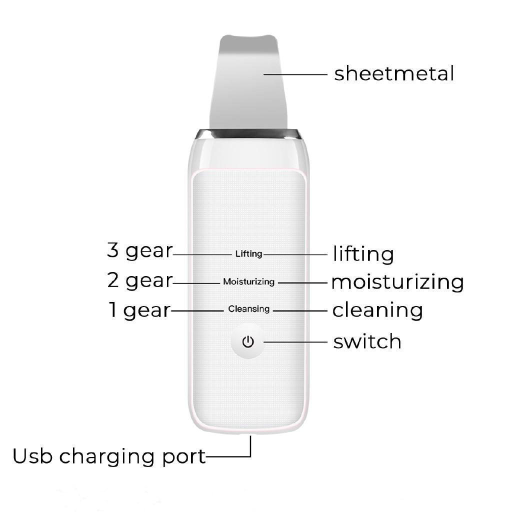 Ultrasonic Skin Scruber Portable Face Cleanser Massager Deep Cleaning Dead Skin Removal Beauty Machine USB Charging