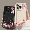 Soft TPU Silicone Phone Case For iPhone 15 16 14 Pro Max 11 12 13 Pro 16E XR 15 Plus Pink Peach Blossom Pattern Shockproof Cover