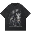 Streetwear The Dark Castle Graphic Unisex T-Shirt Cotton Washed Black Tshirt Unisex Tops Tees Summer Short Sleeves T Shirt