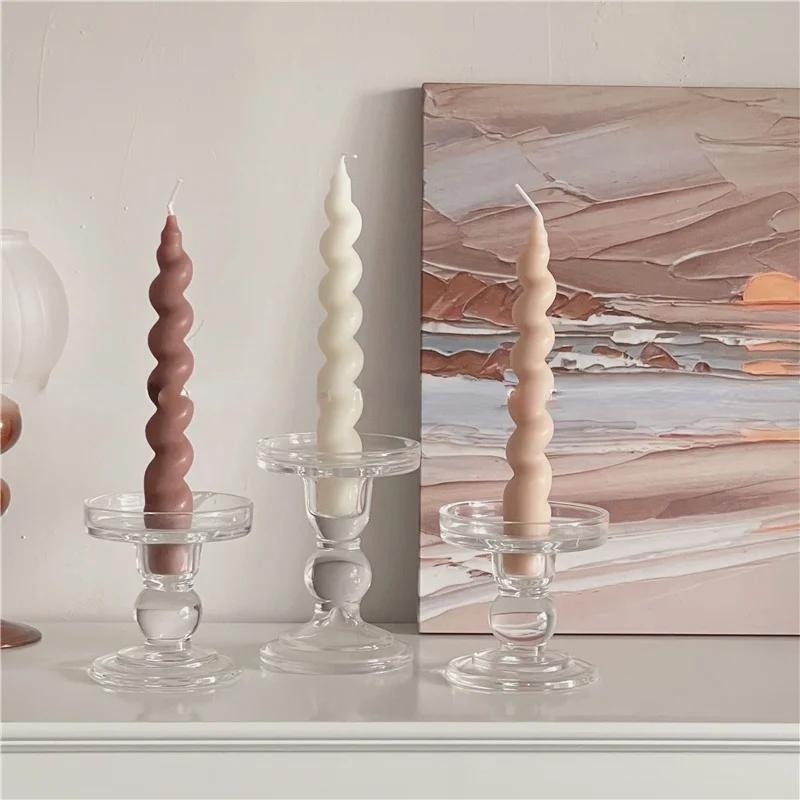 Twist Candles Sented Stick Candle and Candle Holders Ceramic Candle Stand Glass Tealight Candlelistick Wholesale Candles