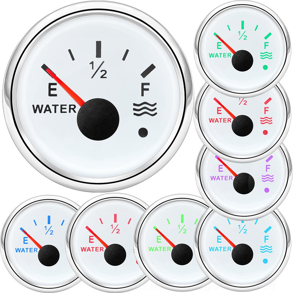 2" 52mm Water Level Gauge with Alarm 0-190 OHM Water Level Meter Indicator 240-33 OHM for Auto Car Boat Yacht Marine 12V 24V DC