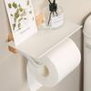Wood Paper Holder with Shelf  White Black Grey Creative Aluminum Wall Mounted Toilet Tissue Roll Hanger Paper Towel Holder Rack