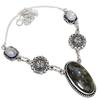 Labradorite Handmade Gemstone 925 Sterling Silver Jewelry Necklace 18" Y2E16