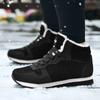 Men's Boots for Work Fashion Sneakers Winter Warm Plush Snow Boots Anti Slip Lightweight Lacing Casual Ankle Boots Large Size