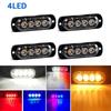 4 Led Strobe Side Warning Light Strobe Grille Flashing Lightbar Car Truck Beacon Lamp Amber Yellow White Traffic Light 12V - 24V