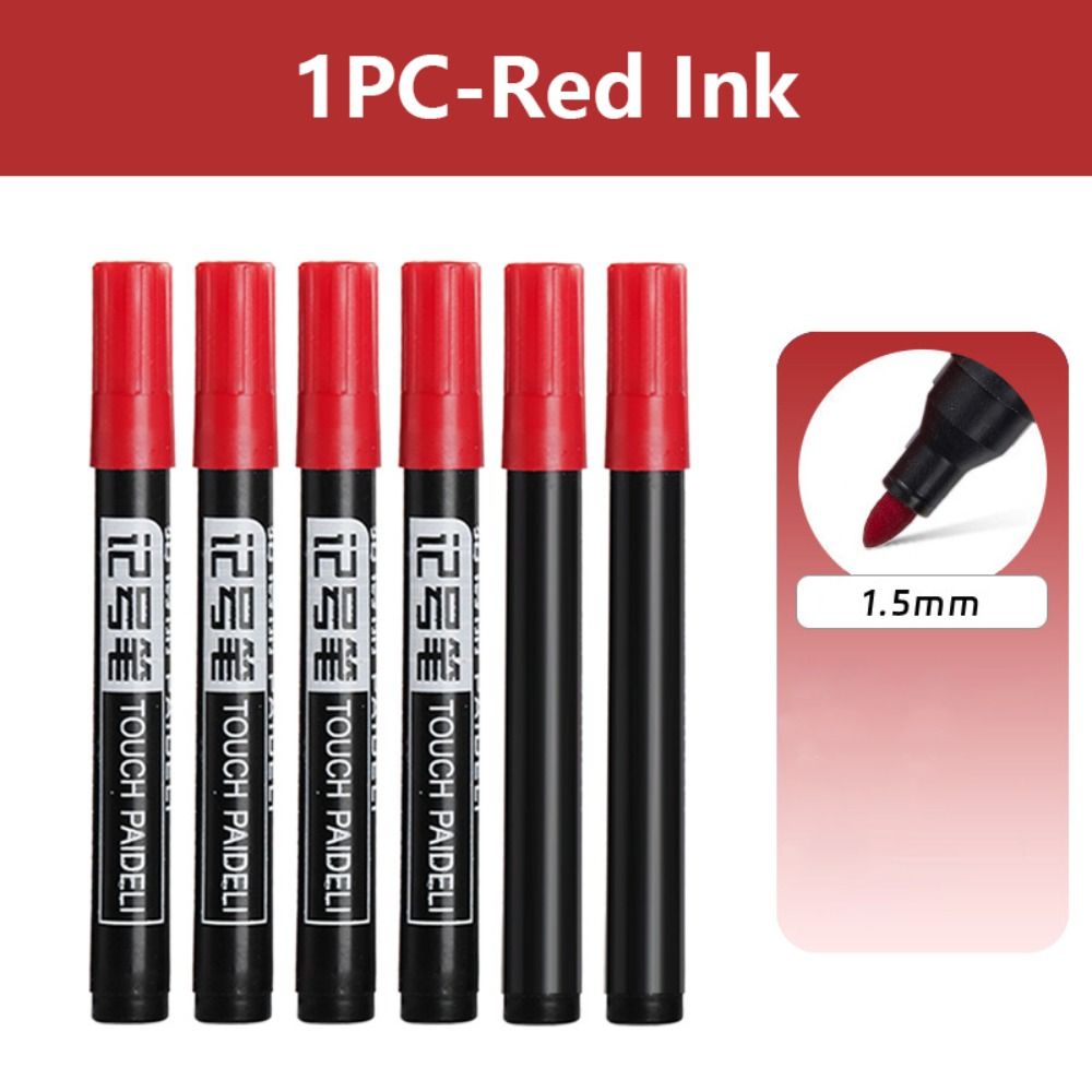 Red Blue Black Ink Waterproof Marker Pen 1.5mm Crude Nib Line Marking Pen Marker Pens  Student