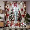 2Pcs Christmas Present Luxurious Christmas Decoration Curtains Festive Digital Print Holiday Decor Living Room Bedroom Kitchen
