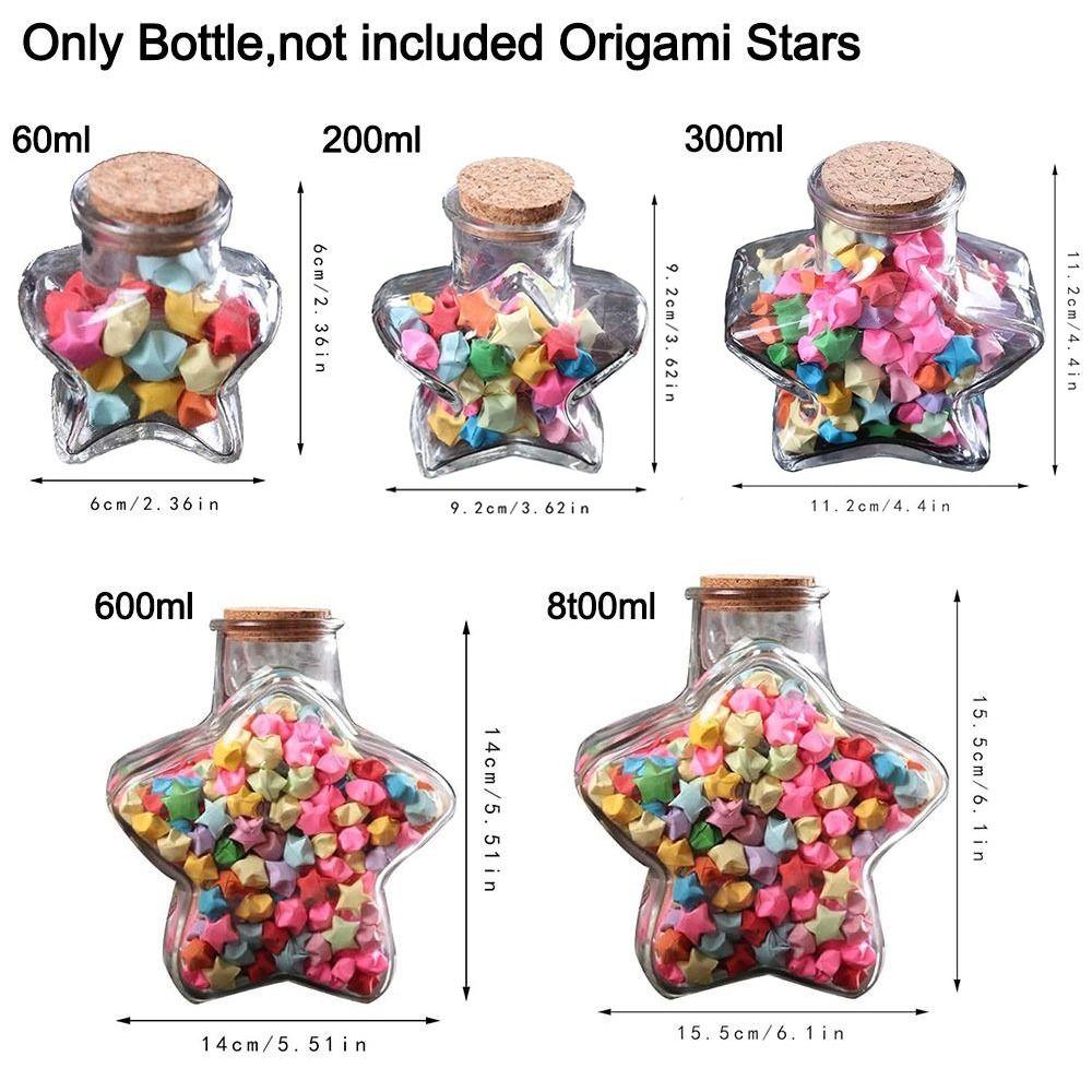 Craft Origami Stars Glass Bottle Stars Shape Glass Jars Creative Pentagram Storage Bottle Home
