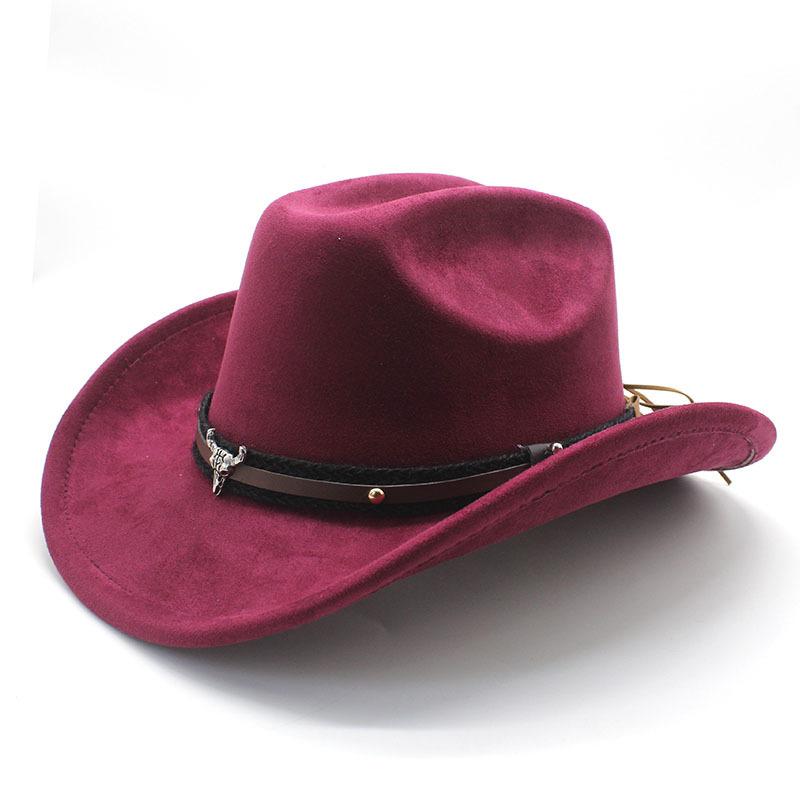Horn Men'S And Women'S Knight Hat Felt One-Word Hat Top Hump Adjustable Western Cowboy Hat