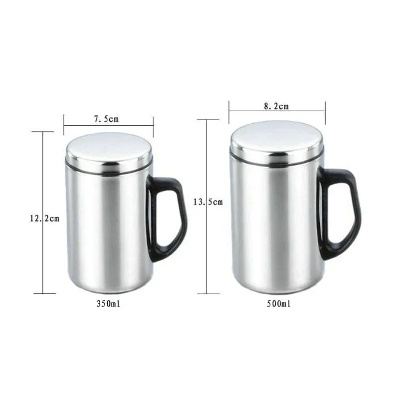 350/500ml Double Wall Anti Scalding Coffee Mug Insulated Portable Stainless Drink Cup Drinking Steel Polishing Beer Tea Juice