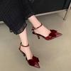 Fashion Butterfly Knot Head Sandals Summer New Pointed Head Shallow Mouth Metal One-line Buckle Anti-slip Wear-resistant High Heels