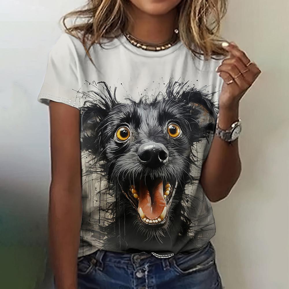 Funny Animal Graphic Women's T Shirts Causal Short Sleeve Top Women Kawaii Fashion Oversized Female Clothing Ladies Summer Tees