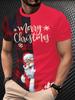 Men'S Christmas T-Shirt - Santa Claus Graphic Tee with Merry Christmas Text - Red & Black Plaid Shirt for Holiday Parties