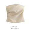 Strapless Kaslead Fashion Style Straight Collar Tube Top Linen