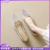 Shallow Single Shoes Women's Flat-soled Mesh Soft-soled Gentle Pointed Rhinestone Flats