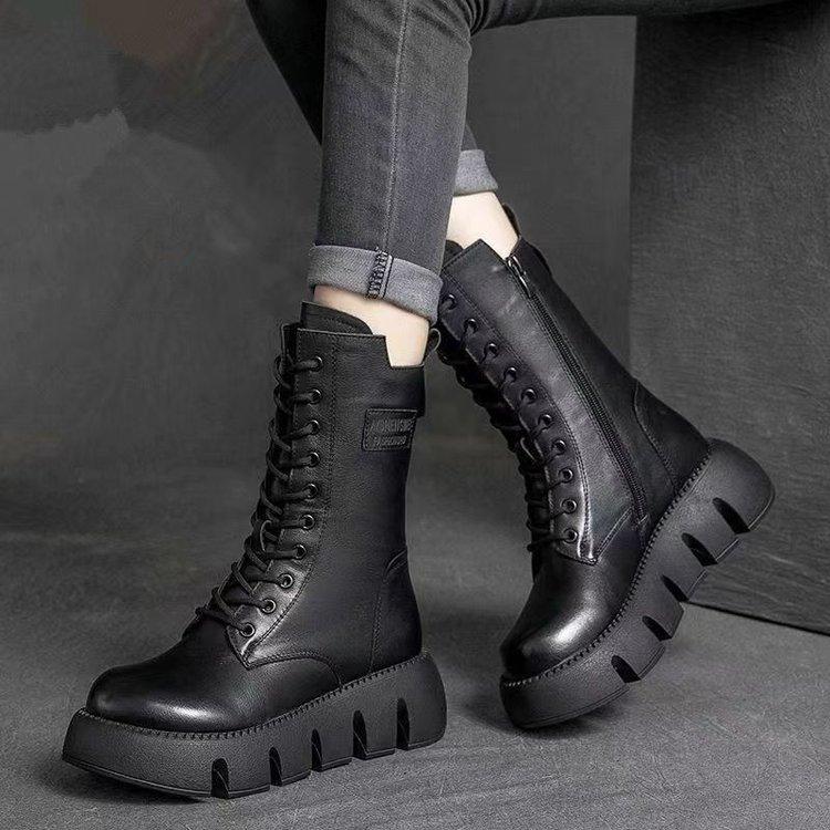 Winter Female Ankle Boots Artificial Leather Cotton Boots Thick-soled Padded Women Shoes Warm Snow Boots Female