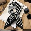 Luxury Skinny Square Scarf Women Stripe Print Neckerchief Hairband Lady Soft Satin Hijab Headband Bag Ribbon Foulard Office Gift