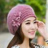 Fashion Women Caps Autumn Winter Creative Flower Knit Crochet Hat Warm Beret Cap French For Female Popular Cold Weather Fit