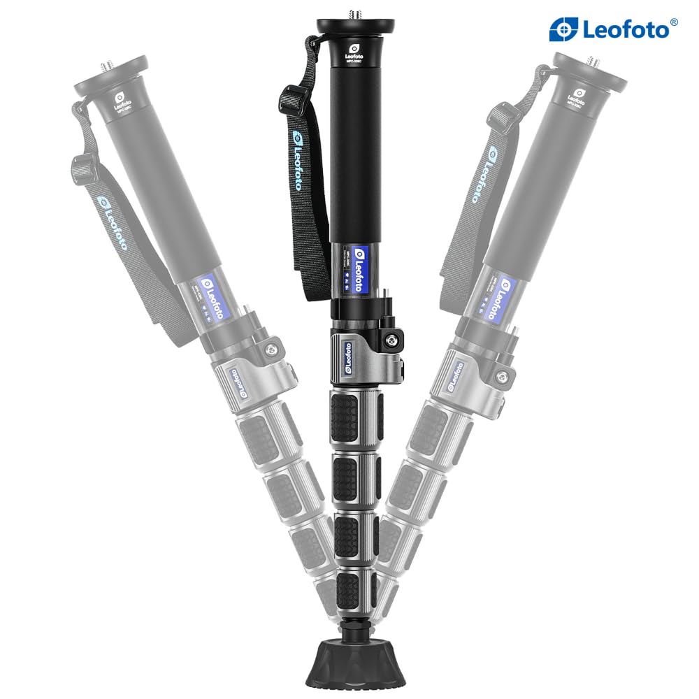 Leofoto Carbon Monopod Lock Head Sold Separately Leg Diameter 32mm 6 Stages Lever Lock Nut Lock Head Mounting Base 54mm Load Capacity 30kg 039281