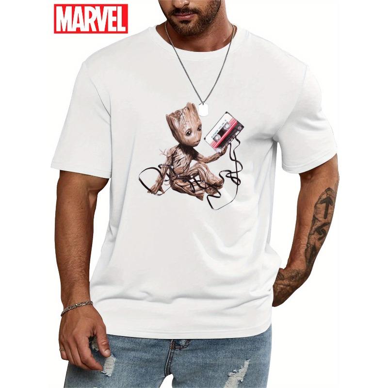 Marvel Super Hero Groot Cartoon Printed T-Shirt Men's and Women's Summer New American Loose Casual Trend Short Sleeve Top