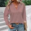 V-neck Solid Color Women's Shirt Button Decor Stylish Hollow Out Blouses Loose Fit Long Sleeve Autumn Female Clothing