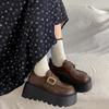 Fashion Commuter Brown Platform Small Leather Shoes Women's 2025 New Spring and Autumn British Style Retro Height Increase Mary Jane Single Shoes