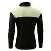 Men's And Women's Casual Color-blocked Stand-up Collar Long-sleeved T-shirt, Men's Sporty Breathable Half-zipper Top