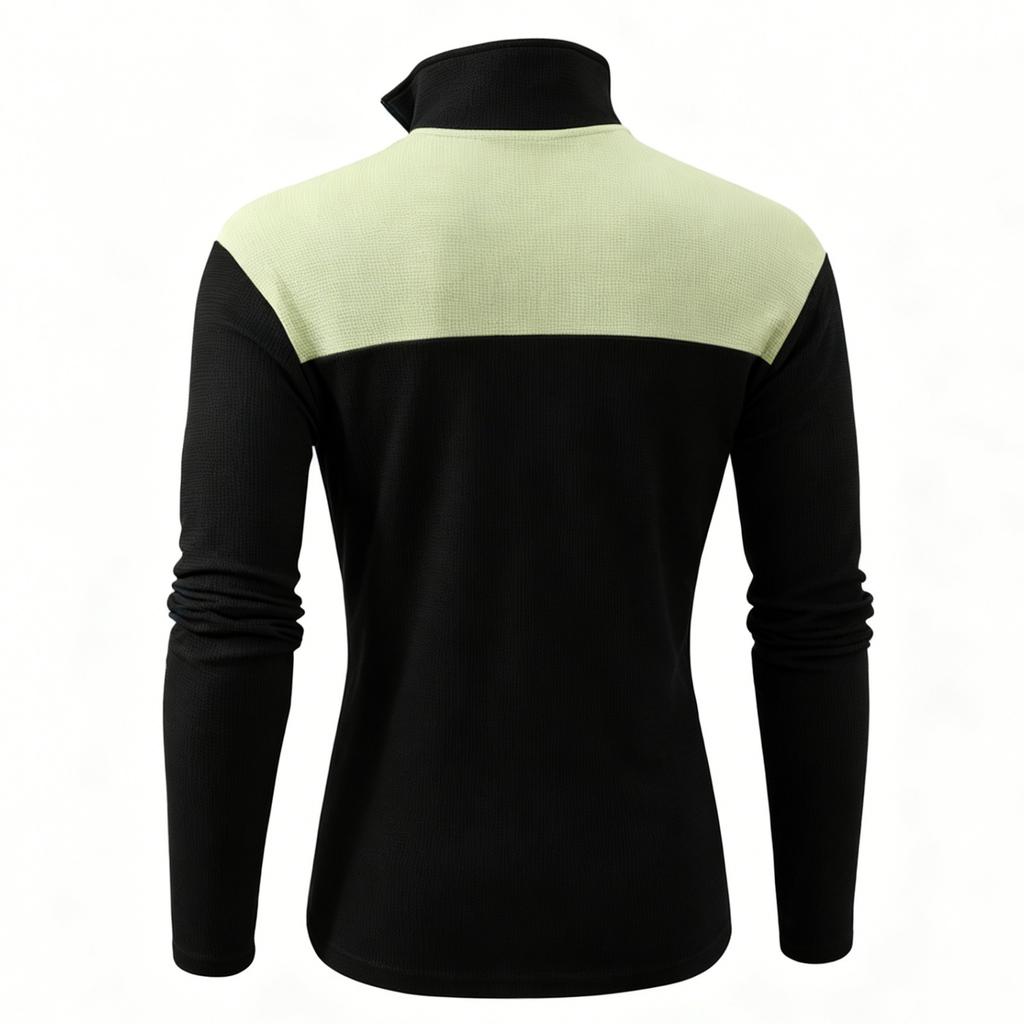Men's And Women's Casual Color-blocked Stand-up Collar Long-sleeved T-shirt, Men's Sporty Breathable Half-zipper Top